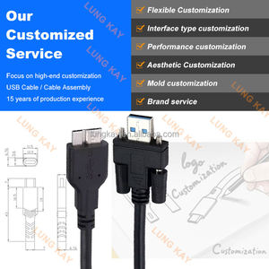 Cable de Carga Micro USB LUNG KAY de 1M 2M, Alta Velocidad 5Gbps, Micro B a USB 3.0 Macho # Cable Industrial de Datos 4-40 con Tornillos de Bloqueo - Product Image 4