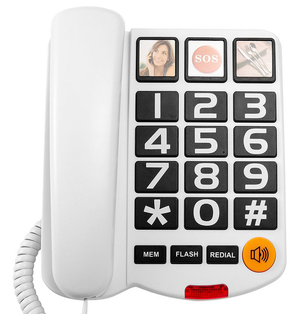 American Telephone Elderly Phone with Wired Large Number Buttons Volume Adjustment Fixed Line Cross-border Version