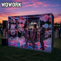 WOWORK Cabina de Fotos con Espejo LED RGB de Neón, Fondo de Pared para Fotografía, Decoración para Fiestas de Cumpleaños y Eventos