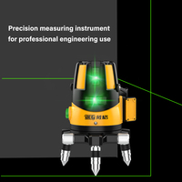 Niveau laser industriel DEGLASERS 5 lignes, faisceau super lumineux vert+rouge 40mW, outil auto-nivelant, batterie rechargeable 8V