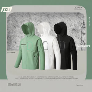 Veste longue légère personnalisée pour homme en polaire polyester/coton, coupe-vent décontractée pour l'extérieur avec fermeture éclair et revêtement solaire - Product Image 3