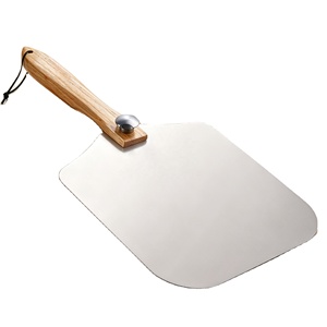 Wooden Handle Detachable Foldable Aluminum Pizza Peel Tray Easy Storage Cake & Baked Goods Transfer Scoop Cutter - Product Image 1
