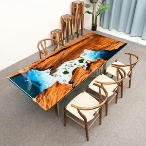 Modern European Design <strong>Square</strong> Epoxy Resin Dining <strong>Table</strong> Set Wood Epoxy River <strong>Table</strong> for Home Bar Office or <strong>Kitchen</strong> Furniture - Product Image 2