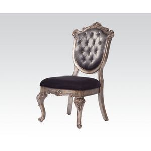 DB Set of 2 Dining <b>Chairs</b> <b>Silver</b> Grey and Antique Platinum Tufted Side <b>Chairs</b> - Product Image 2