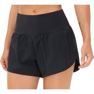 Shorts de course taille haute pour femmes, séchage rapide, shorts de sport avec doublure en mesh et poches zippées - Product Image 6