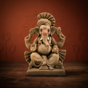 Figura Decorativa de Ganesha Hecha a Mano con Arcilla Ecológica, Arte Tradicional Indio para Festivales, Hogar, Templo u Oficina - Product Image 2