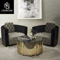 Table basse ronde de luxe en vente chaude, base en acier inoxydable doré, tables basses en marbre