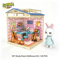 Sunseed 140PCS Set Rumah Boneka DIY Perakitan Modular Kombinasi Plastik ABS Mainan Peran Kelinci untuk Anak Perempuan