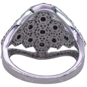 แหวนเพชร Jewelspaark 1.53 กะรัต ทรงกลมเจียระไนแบบบริลเลียนท์ เพชรสีขาวและสีน้ำเงินเสริมประกาย  ตัวเรือนเงินแท้ 925 สำหรับผู้หญิง สวมใส่ในโอกาสหมั้น - Product Image 4