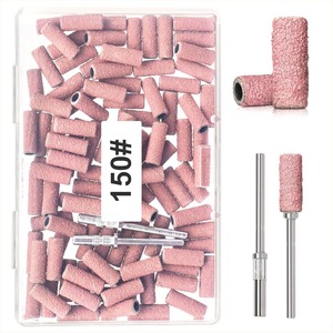 100pcs Zebra Nail Sanding Bands 80 150 180 240 Grit Emery Drill Bit Sleeves for Manicure <b>E</b> <b>File</b> - Product Image 2