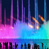 Fontaine musicale pour grand spectacle aquatique, fontaines flottantes pour grand bassin, fontaine d'eau dansante avec rythme musical