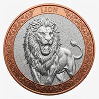 Pièce de collection bicolore en cuivre, thème Lion, avec lion rugissant en relief, pour décoration sur le thème de la faune, cadeau et collection numismatique