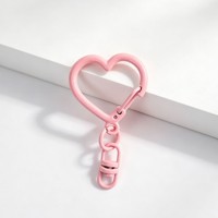 Mousqueton pivotant en forme de cœur multicolore, porte-clés en métal, fermoir pour bijoux faits main, fournitures pour pendentifs de sac