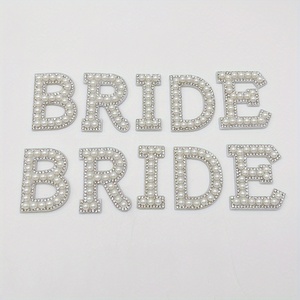 5 pièces/ensemble paillettes mariée strass perle bâton sur lettres pour fête décoration patchs tissu appliques lettres - Product Image 2