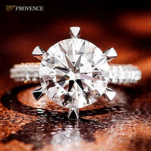 Bague de mariage de luxe en or blanc 14 carats avec grande pierre principale, pavé français, trois rangées de diamants, bague en moissanite pour femmes - Product Image 1