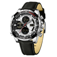 Montre électronique multifonctionnelle Sanda 5105 pour homme, étanche, avec veilleuse, bracelet en cuir, chronomètre et calendrier, idéale pour étudiants et activités de plein air, modèle de luxe