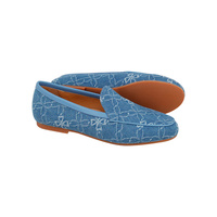 Vente en gros classique Denim motif floral enfants sans lacet chaussures plates décontractées bateau chaussures enfants mocassins chaussures