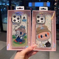 Nouvelle coque de téléphone Labubu en TPU et PC, luxe, diamant, brillant, pour 15 Pro Max, anti-chute, charge sans fil, coque de téléphone portable mignonne