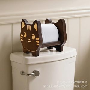 Panda Shape Solid Wood Toilet <b>Paper</b> Holder Tabletop No Drilling Required Bathroom <b>Kitchen</b> Living Room Bedroom Use - Product Image 2