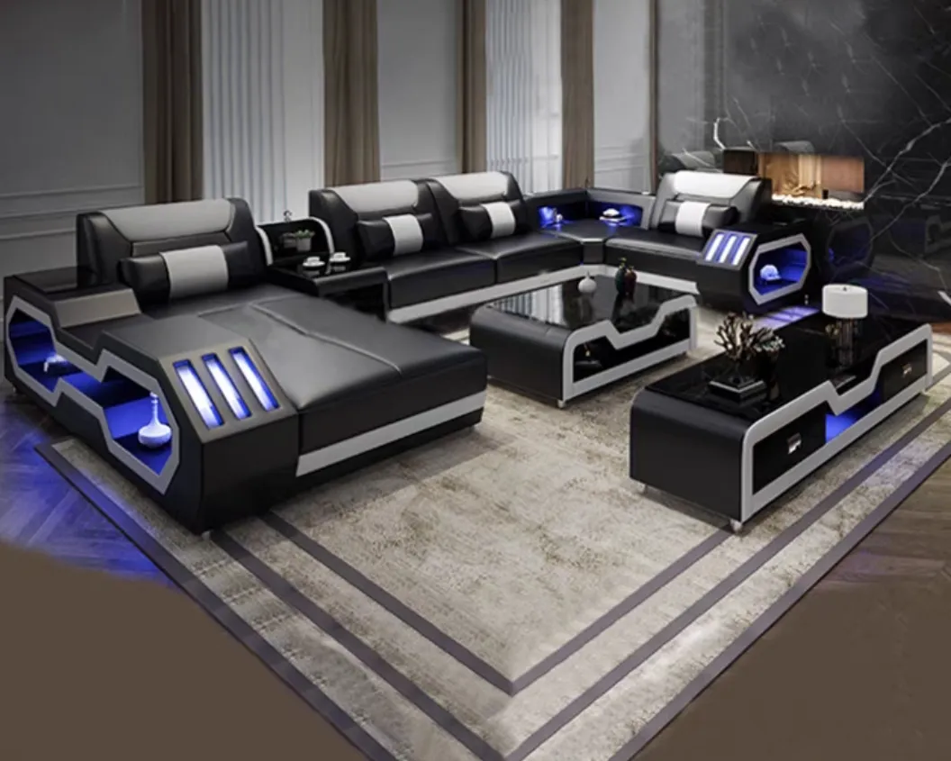 Fábrica L Forma Sofá Sofá Confortável U Forma Tecido Seccional Sala Set Sofá