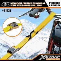 Xstrap 61531 Lot de 4 sangles de guidon de moto à boucle à came de 1 po x 6 pi avec crochets en S et boucle de traction 1200 lbs pour le contrôle du chargement