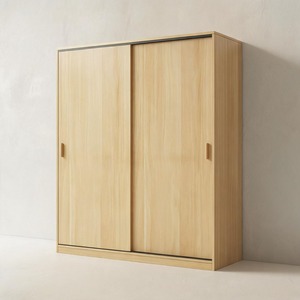 <span class=keywords><strong>Ropero</strong></span> de Almacenamiento Alto de Madera Marrón Moderno Personalizado OEM con 2 Puertas Correderas, Barra para Colgar y Estantes para Proyectos de Dormitorios y Hoteles - Product Image 6