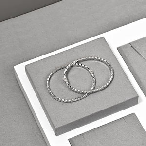 FANXI <span class=keywords><strong>di</strong></span> lusso grigio microfibra customizzato vetrina espositore gioielli Set anello Display espositore gioielli per negozio al dettaglio - Product Image 5