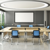 Chaise de bureau en bois pliable, forme ronde, bon marché, pour conférence, réunion, formation du personnel, école, bureau
