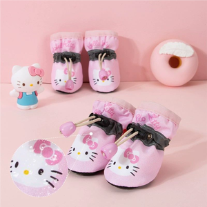 Chaussures pour chiens de petite taille, imperméables, douces, à motif de dessin animé KT, anti-salissures, antidérapantes, bottines pour animaux de compagnie, semelles souples, couvre-chaussures pour chiens pour la marche en extérieur - Product Image 3