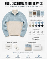 Pull Homme MENGTU à Demi-Zip en Tricot Côtelé Effet Délavé Vintage avec Logo Personnalisé – Style Streetwear