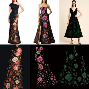 Elegant Jasper Flowers Printed Fabric Stiff and Smooth Polyester Silky Twill <strong>Satin</strong> Mikado for Graduation Dress Evening Dress - Product Image 6