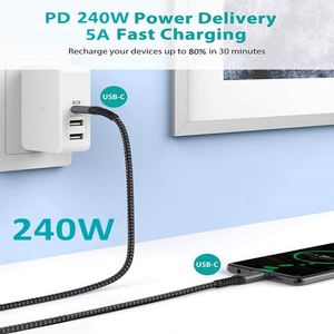 Dual Type-C 60W/100W Fast Charging Elbow <b>Data</b> <b>Cable</b> Nylon Braided Aluminum Alloy with Pure Copper Core - Product Image 2