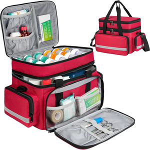 Sac de rangement pour médicaments avec fermeture éclair verrouillable et bandoulière, organisateur de pilules à double compartiment, sac médical imperméable de grande taille - Product Image 1