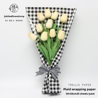 Papier d'emballage à fleurs à carreaux Xihuanong, style coréen, imperméable, pour bouquets, emballage cadeau de Noël, fournitures pour fleuristes DIY