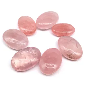Wholesale Natural high quality pink rose quartz hand polished carved rose quartz pocket Stone for decoration and gift