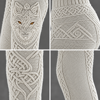 Pantalon de yoga sculpté en tricot à taille haute pour femme, motif loup en relief, mélange de laine OEM, idéal pour l'hiver et le streetwear