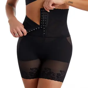 Mini short moulant de taille haute sans couture pour femmes, sous-vêtement de maintien du ventre, taille Slim, dentelle Sexy