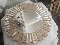 Miroir rond encadré à bord d'or Antique, décoration de salon, miroir mural fait à la main
