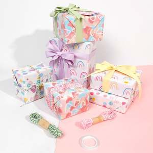 Factory Wholesale Disposable Coated Silicone Roll Birthday Gift Wrapping Paper 43x300cm <b>Christmas</b> Packaging - Product Image 4