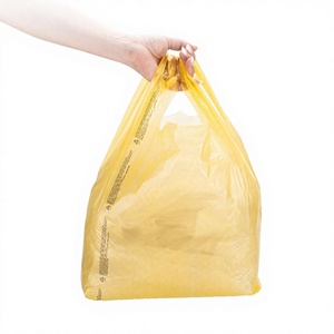 ถุงช้อปปิ้งพลาสติกสีเหลืองแบบเสื้อยืด - Product Image 1