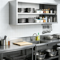 Armoires de cuisine murales robustes SS 201 de différentes tailles avec étagères réglables