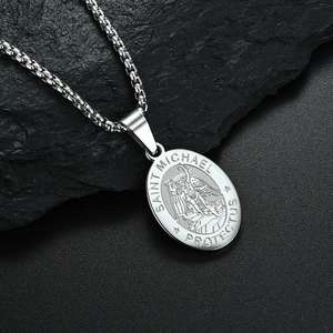 Collar con Medalla Religiosa de San Miguel Arcángel, Joyería Católica de Moda con Cadena, Colgante Protector - Product Image 2