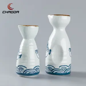 CHAODA Porcelain Wine Pot Ceramic Pottery Porcelain Sake Cups Restaurant Kitchen Shot Glass Set for Sake Soju Handcrafted