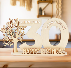 DAMAI - Adorno de Mesa con Número de Edad en Madera con Luces LED Cálidas, Regalo de Cumpleaños Creativo y Personalizado para Edades del 18 al 100 - Product Image 4