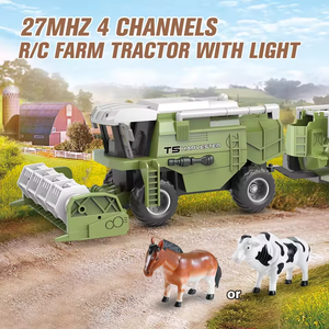 Tracteur agricole télécommandé avec remorque, <span class=keywords><strong>jouet</strong></span> pour <span class=keywords><strong>moissonneuse</strong></span>-<span class=keywords><strong>batteuse</strong></span>, 27 MHz, facile à installer, télécommande incluse, chargeur USB - Product Image 2