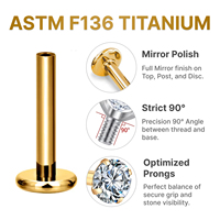 Pendientes de Titanio ASTM F136 con Rosca Interna para Piercing Labret, Helix, Daith, Lóbulo, Tragus, Labio - Joyería Fina para el Cuerpo