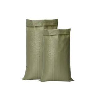 Bolsa de arena tejida de PP para construcción, bolsa de embalaje de Arena verde, 25kg, 50kg