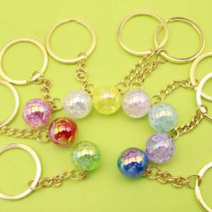 五角星亮片钥匙扣彩色透明玻璃球珠聚氯乙烯轻钥匙圈塑料材质 - Product Image 1