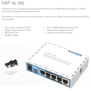 MikroTik <span class=keywords><strong>HAP</strong></span> <span class=keywords><strong>Ac</strong></span> <span class=keywords><strong>Lite</strong></span> Tout Neuf - Product Image 2