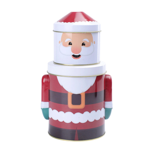 Boîtes à cadeaux recyclables personnalisées en fer blanc en formes de père Noël et de bonhomme de neige Contenants en fer blanc pour biscuits, bonbons et rangement de jouets - Product Image 1